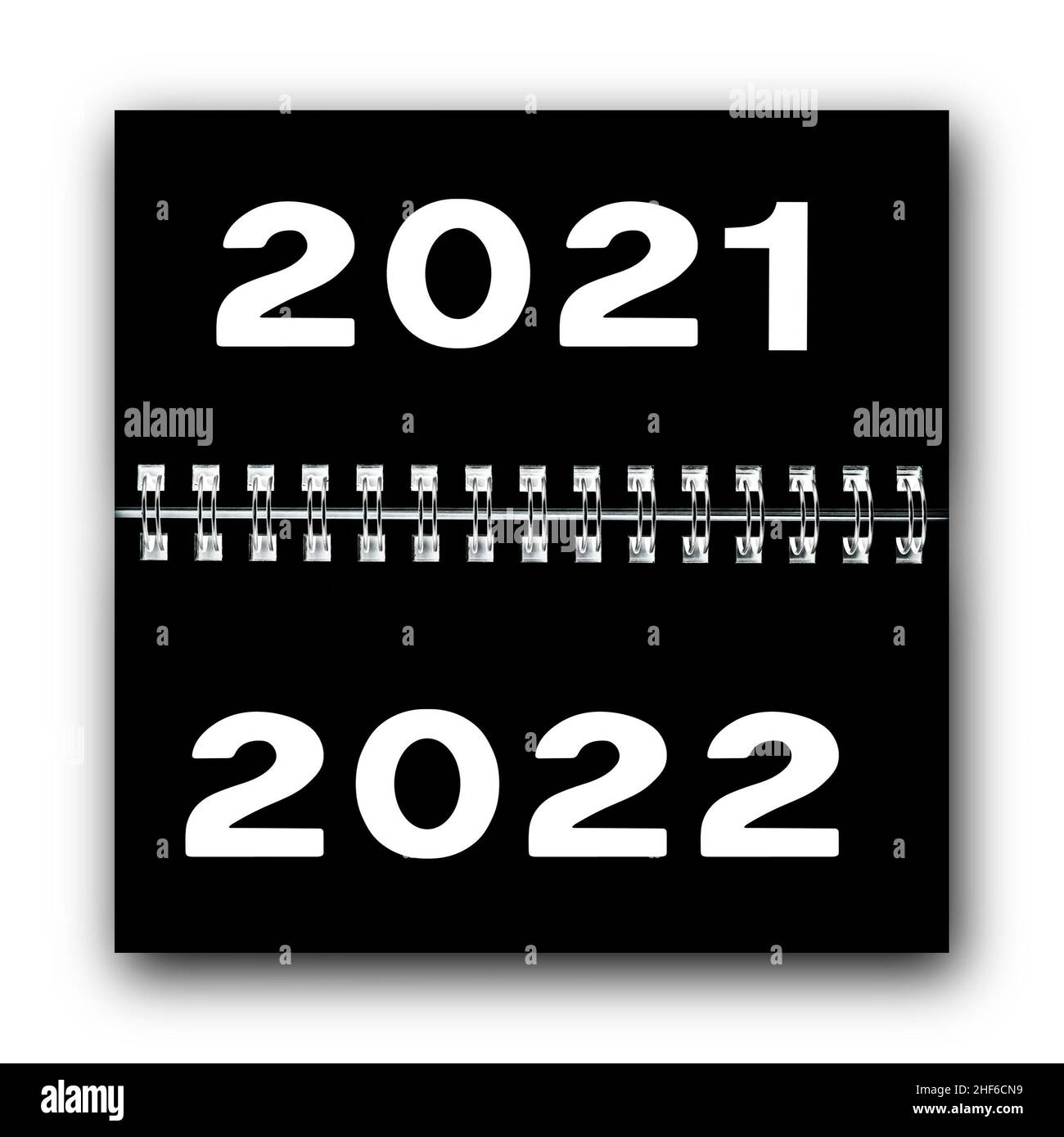 Kalender mit dem Jahreswechsel von 2021 bis 2022 Stockfoto