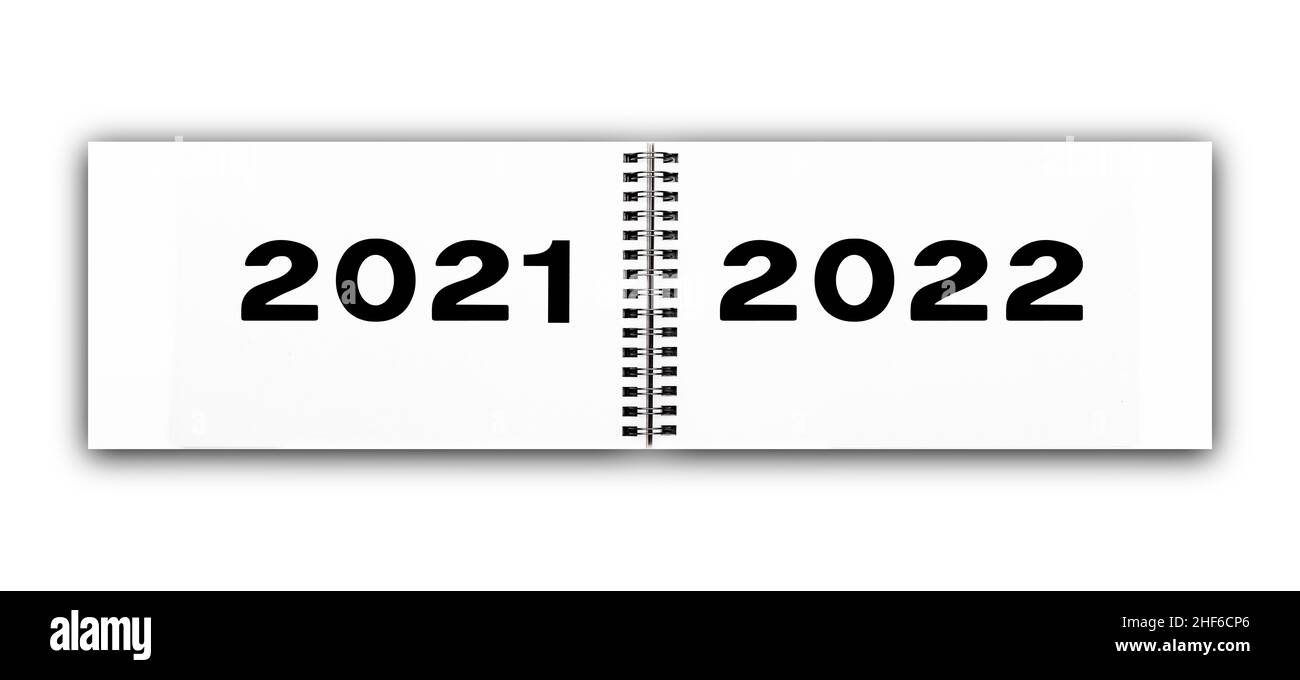 Kalender mit dem Jahreswechsel von 2021 bis 2022 Stockfoto