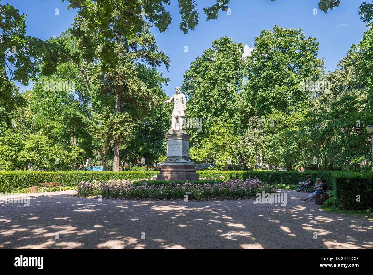 Deutschland, Hessen, Wiesbaden, Denkmal für Kaiser Wilhelm I. im wärmeren Damm-Park Stockfoto