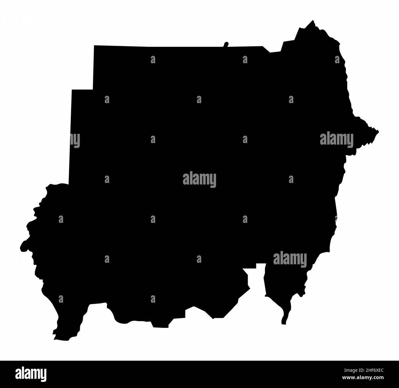 Sudan Silhouette Karte isoliert auf weißem Hintergrund Stock Vektor