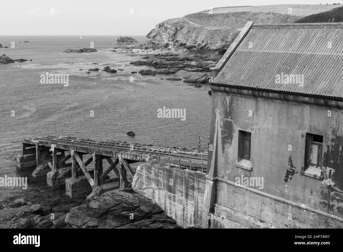 Die alte Rettungsbootstation am Lizard Point in Cornwall Stockfoto