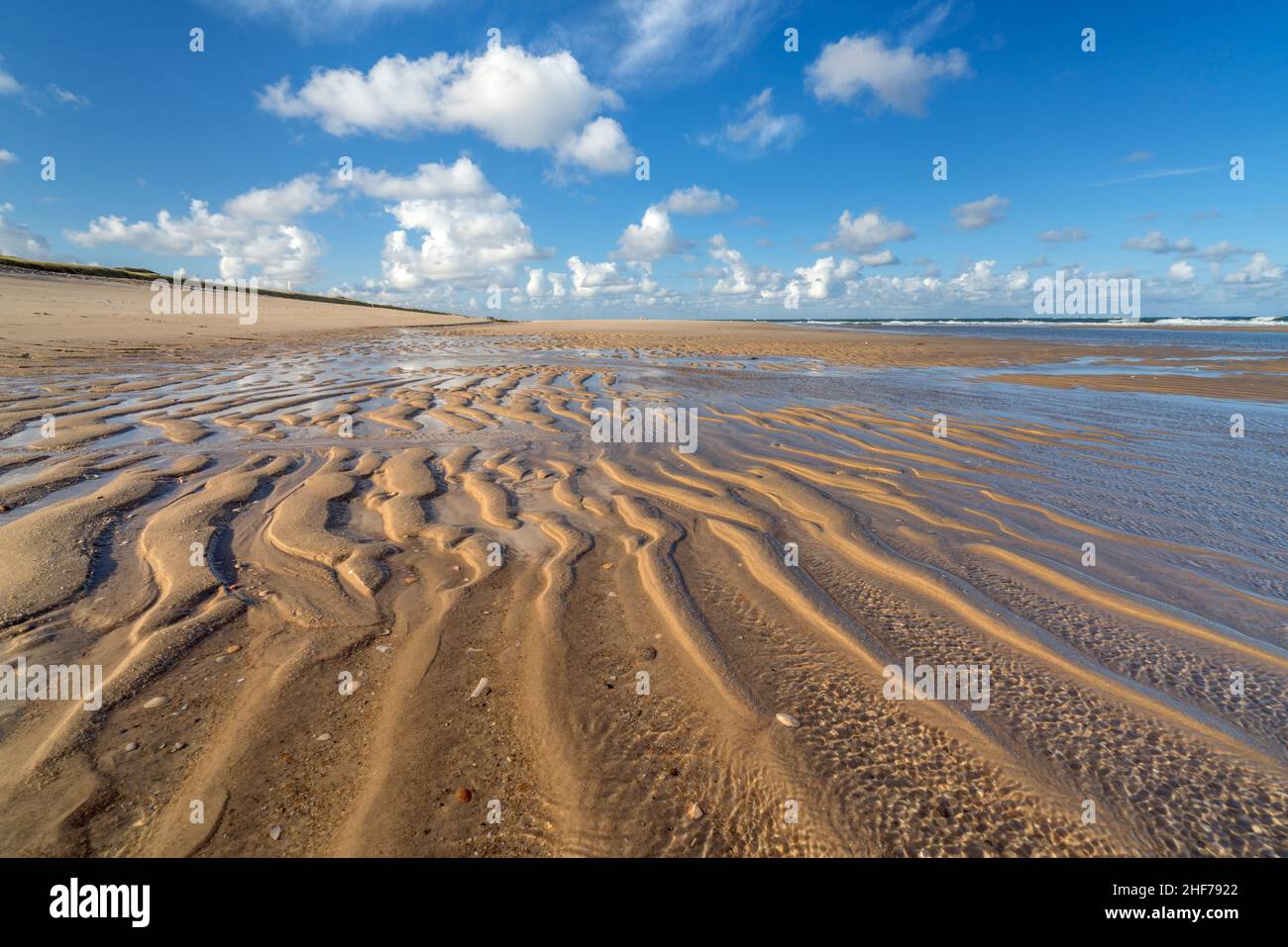Wellenspuren am Strand vor Rantum, Insel Sylt, Schleswig-Holstein, Deutschland Stockfoto