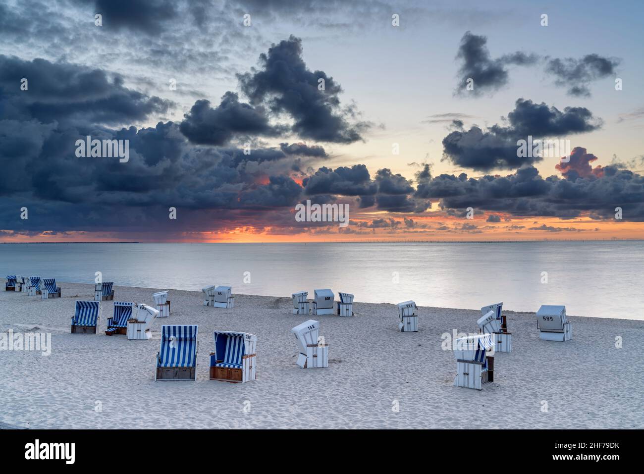 Morgen am Strand von Hörnum, Insel Sylt, Schleswig-Holstein, Deutschland Stockfoto
