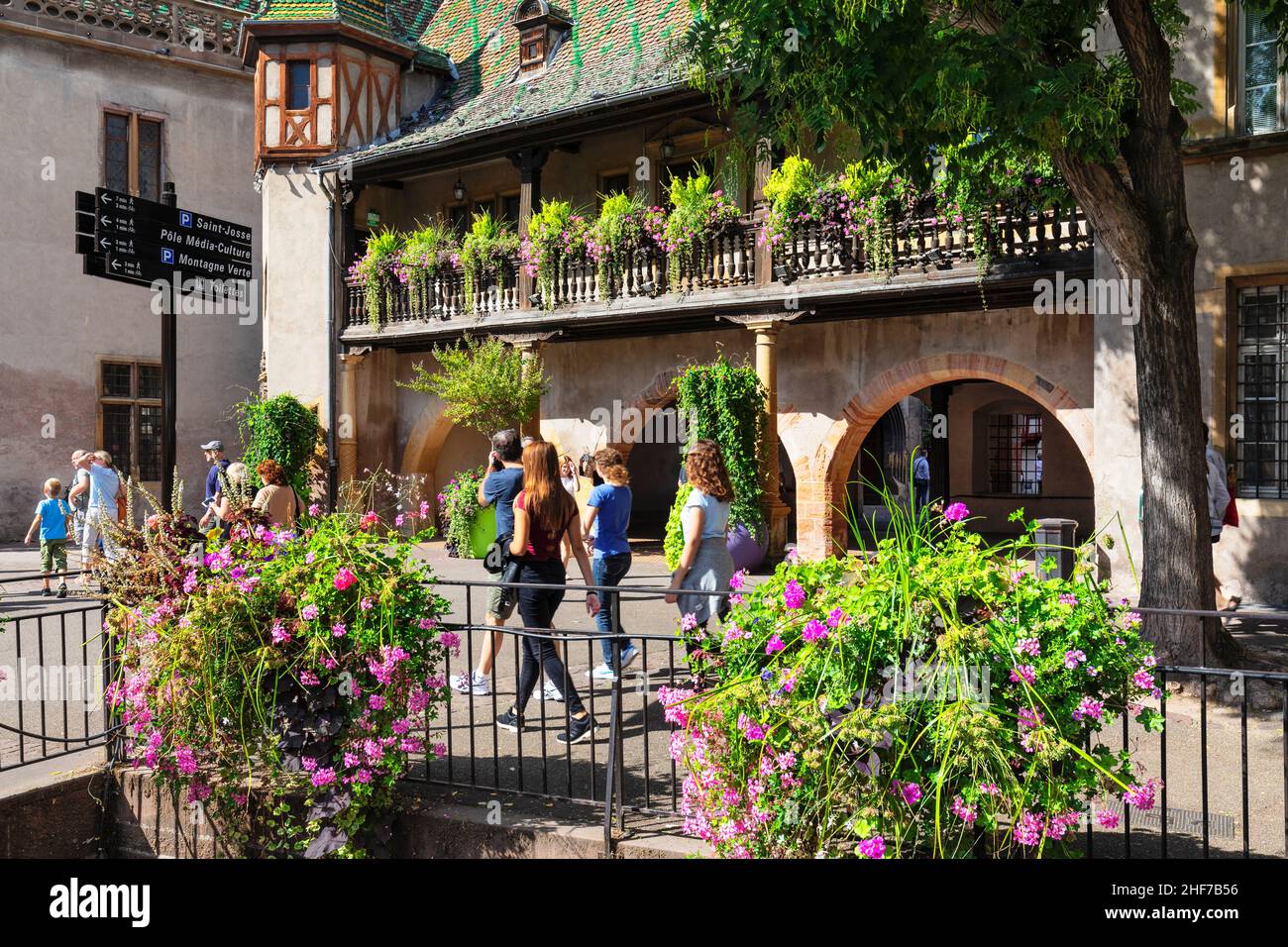 Place de l'Ancienne Douane, Koifhus auf der Rückseite, Colmar, Elsass Weinstraße, Elsass, Frankreich Stockfoto