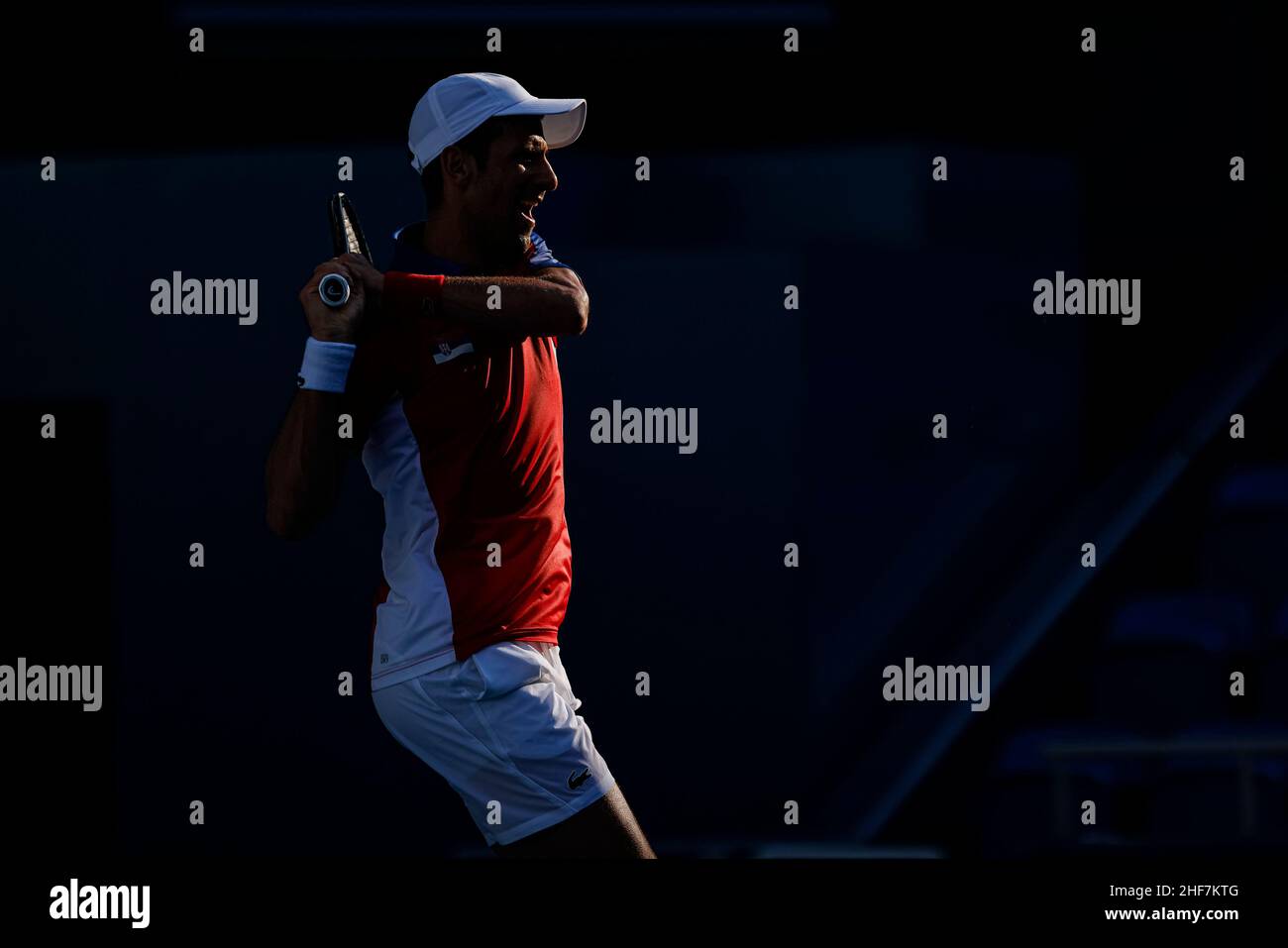 Tokio, Japan. 31st. Juli 2021. Olympische Spiele: Tennismatch zwischen Novak Djokovic und Pablo Carreño um die Bronzemedaille in der Ariake Arena. © ABEL F. ROS Stockfoto