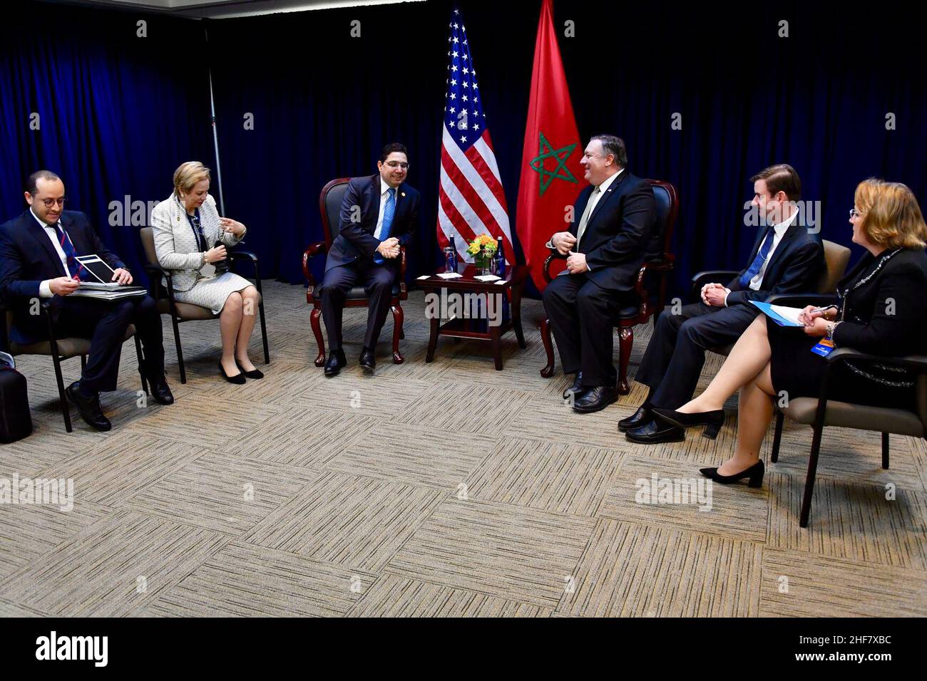 Sekretär Pompeo Trifft Sich Mit Dem Marokkanischen Außenminister Bourita. Stockfoto