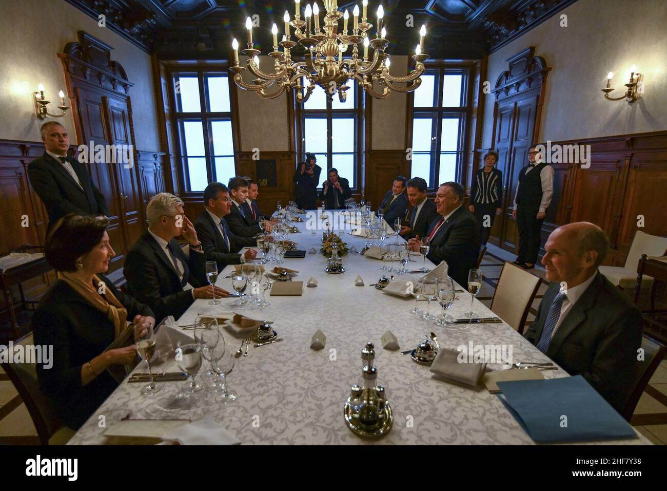 Sekretär Pompeo Trifft Mit Dem Slowakischen Außenminister Lajcak Zusammen. Stockfoto