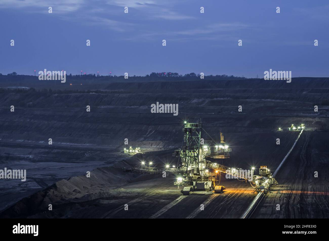 Deutschland, Niedersachsen, Schöningen, Streuer in der ehemaligen Braunkohletagebau Schöningen Stockfoto