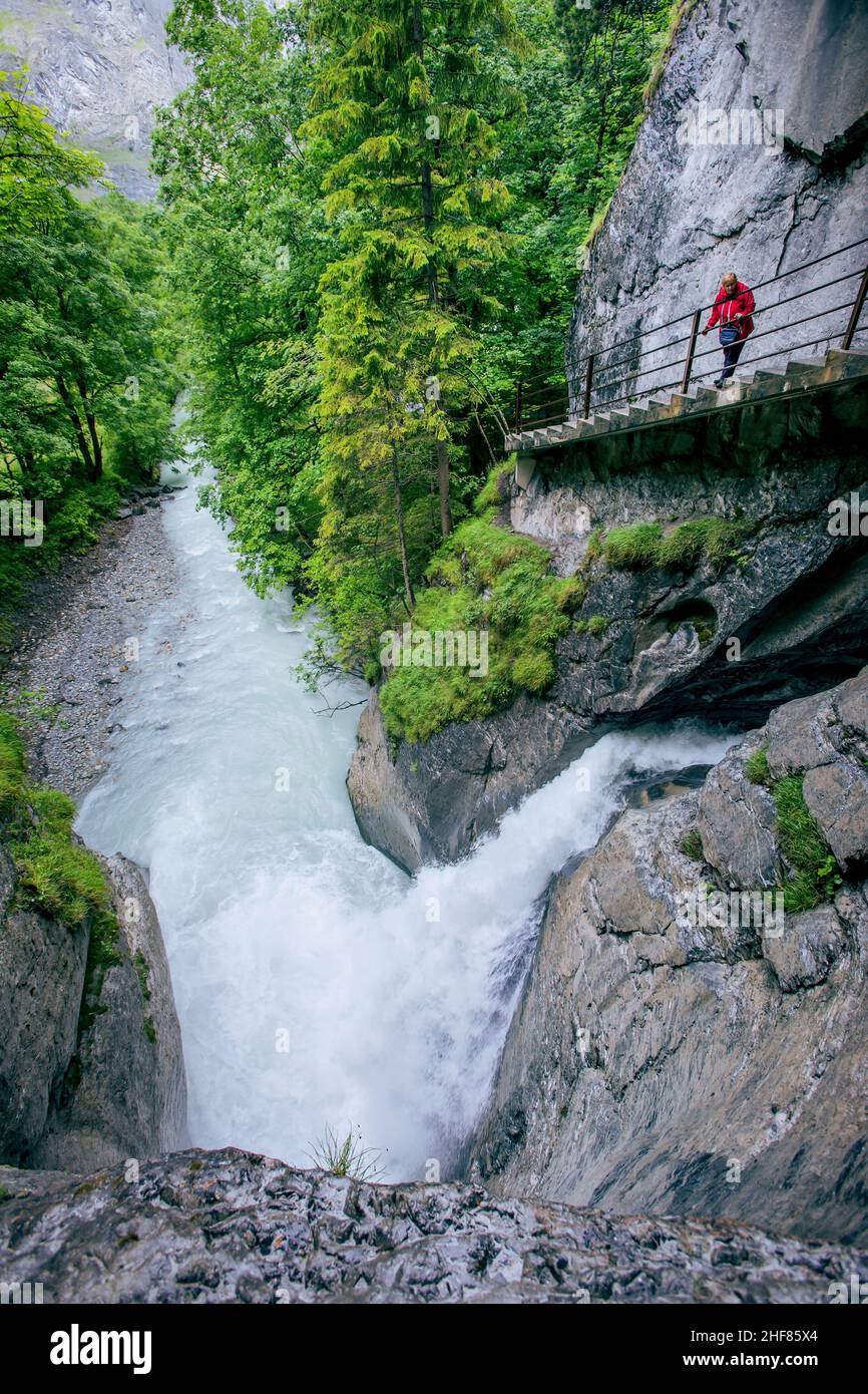 Trümmelbach Wasserfälle, Lauterbrunnen, Lauterbrunnental, Berner Alpen, Berner Oberland, Kanton Bern, Schweiz Stockfoto