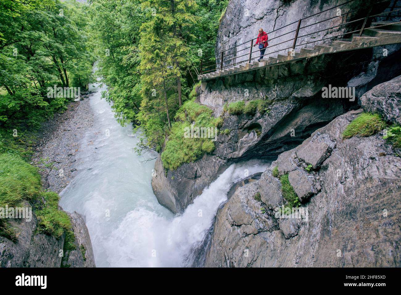 Trümmelbach Wasserfälle, Lauterbrunnen, Lauterbrunnental, Berner Alpen, Berner Oberland, Kanton Bern, Schweiz Stockfoto
