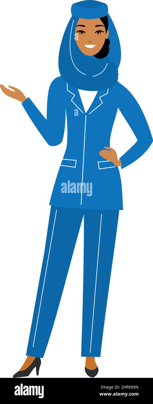 Stewardess in Uniform in Flat Style Stock Vektor