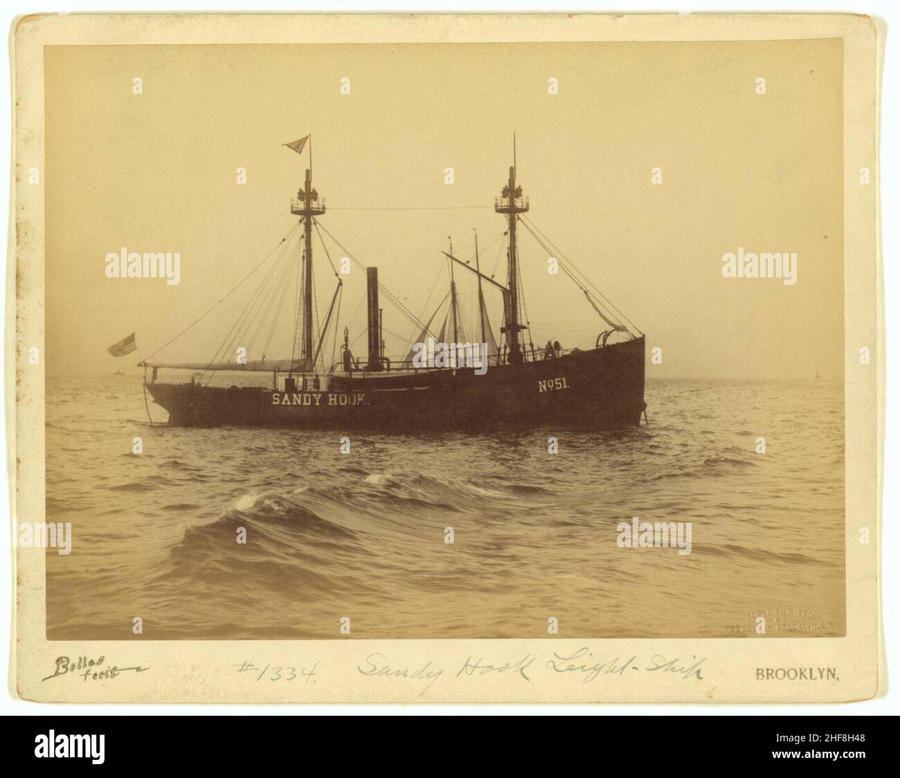 Sandy Hook Light-ship - Bolles fecit, Brooklyn. Stockfoto