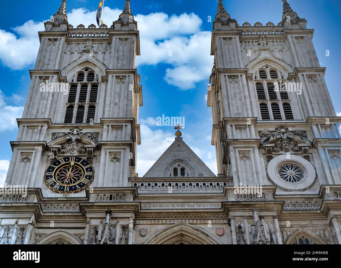 Westminster Abbey,Es ist eines der bemerkenswertesten religiösen Gebäude des Vereinigten Königreichs und der traditionelle Ort der Krönung Stockfoto