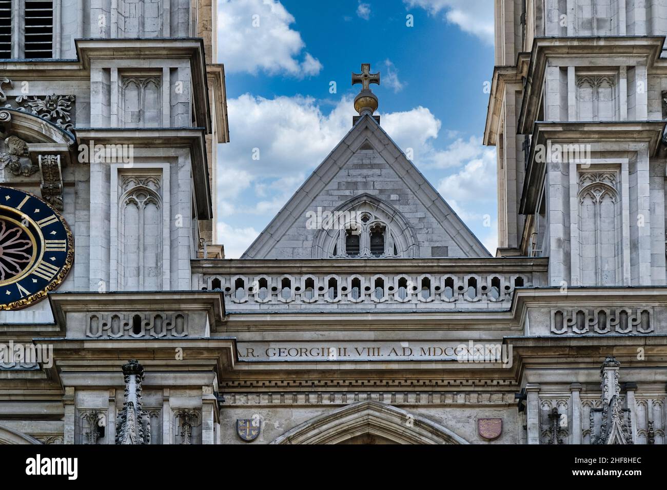 Westminster Abbey,Es ist eines der bemerkenswertesten religiösen Gebäude des Vereinigten Königreichs und der traditionelle Ort der Krönung Stockfoto