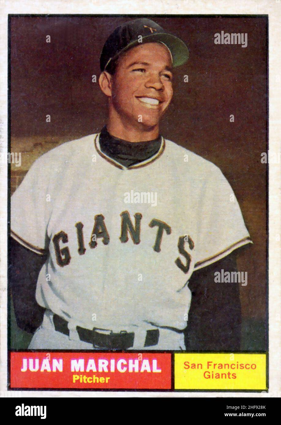 1961 Topps Baseballkarte von Juan Marichal mit den San Francisco Giants Stockfoto