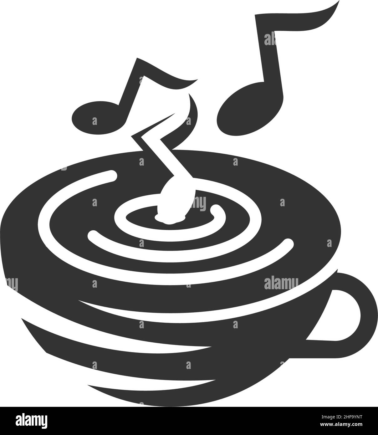 Kaffee Musik Aufzeichnungen Symbol Illustration Marke Identität Stock Vektor