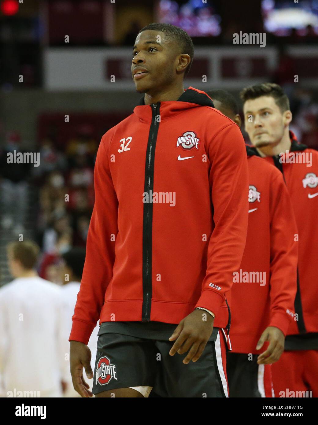 13. Januar 2022: Ohio State Buckeyes Forward E.J. Liddell (32) während des NCAA Basketballspiels zwischen den Ohio State Buckeyes und den Wisconsin Dachsen im Kohl Center in Madison, WI. Darren Lee/CSM Stockfoto