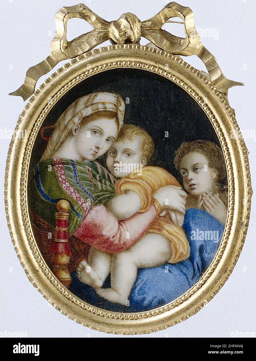 Schilderij met voorstelling van de Madonna della sedia naar Rafaël Stockfoto