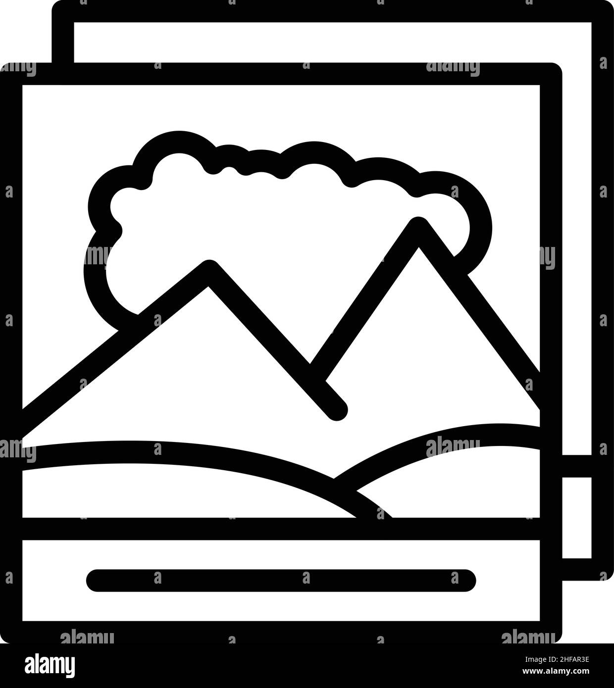 Umrissvektor für Bildsymbol im Landscape-Bild Kamerastudio. Kunstsitzung Stock Vektor