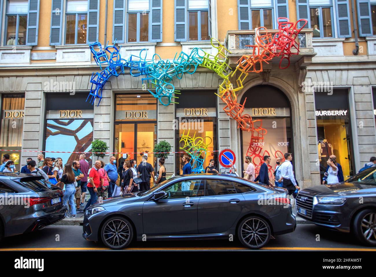 Geschäft Dior in der Via Monte Napoleone, Mailand. Italien. Stockfoto