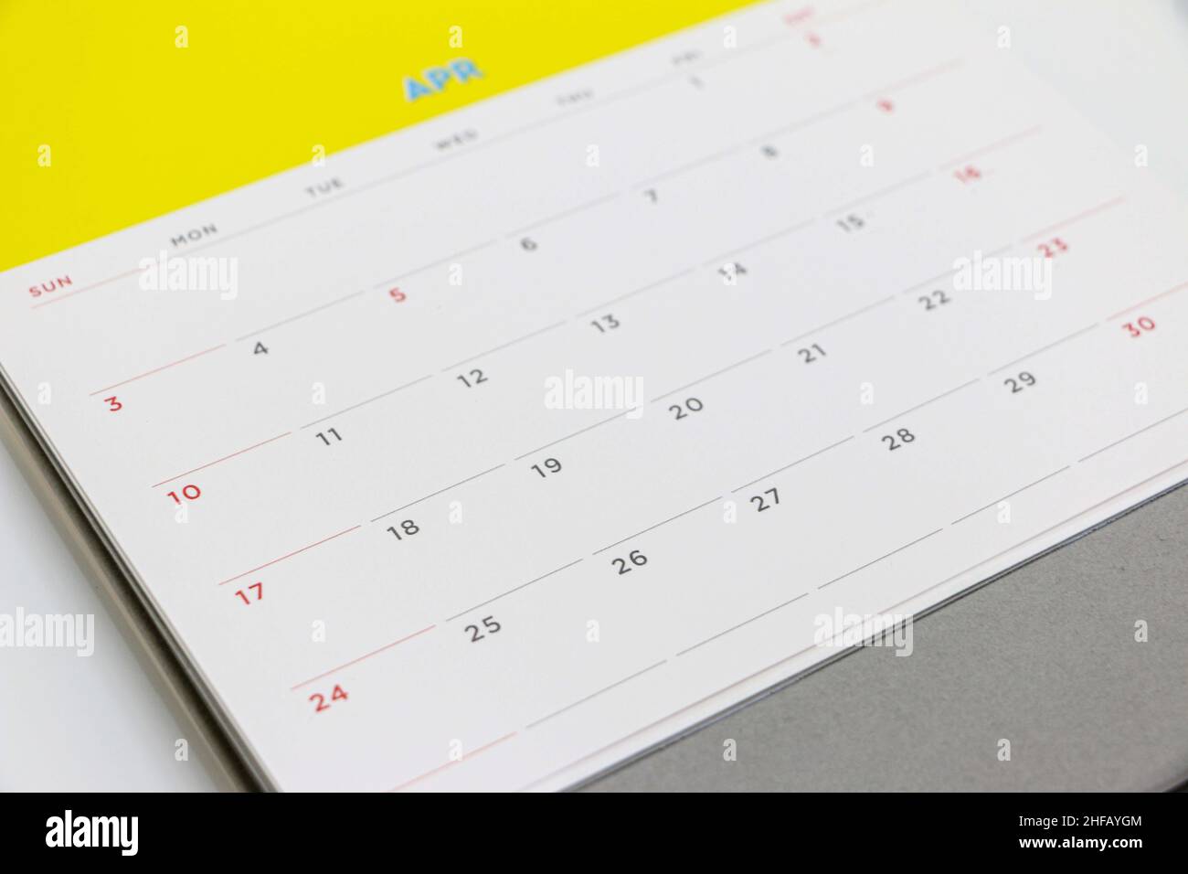 Tischkalender April 2022 Stockfoto