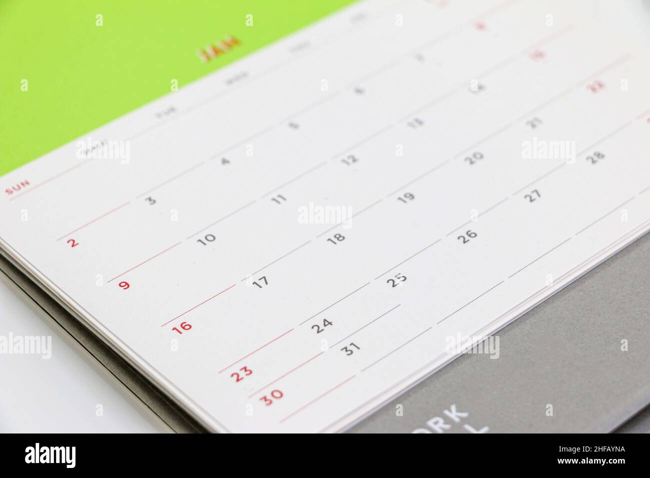 Tischkalender Januar 2022 Stockfoto