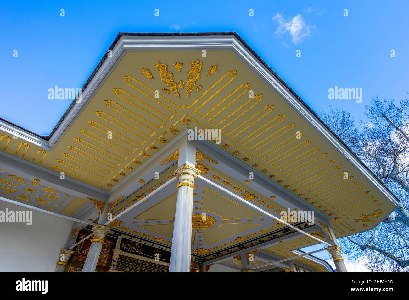 Detail des Tores der Felicity im Istanbuler Topkapi-Palast, Türkei. Stockfoto