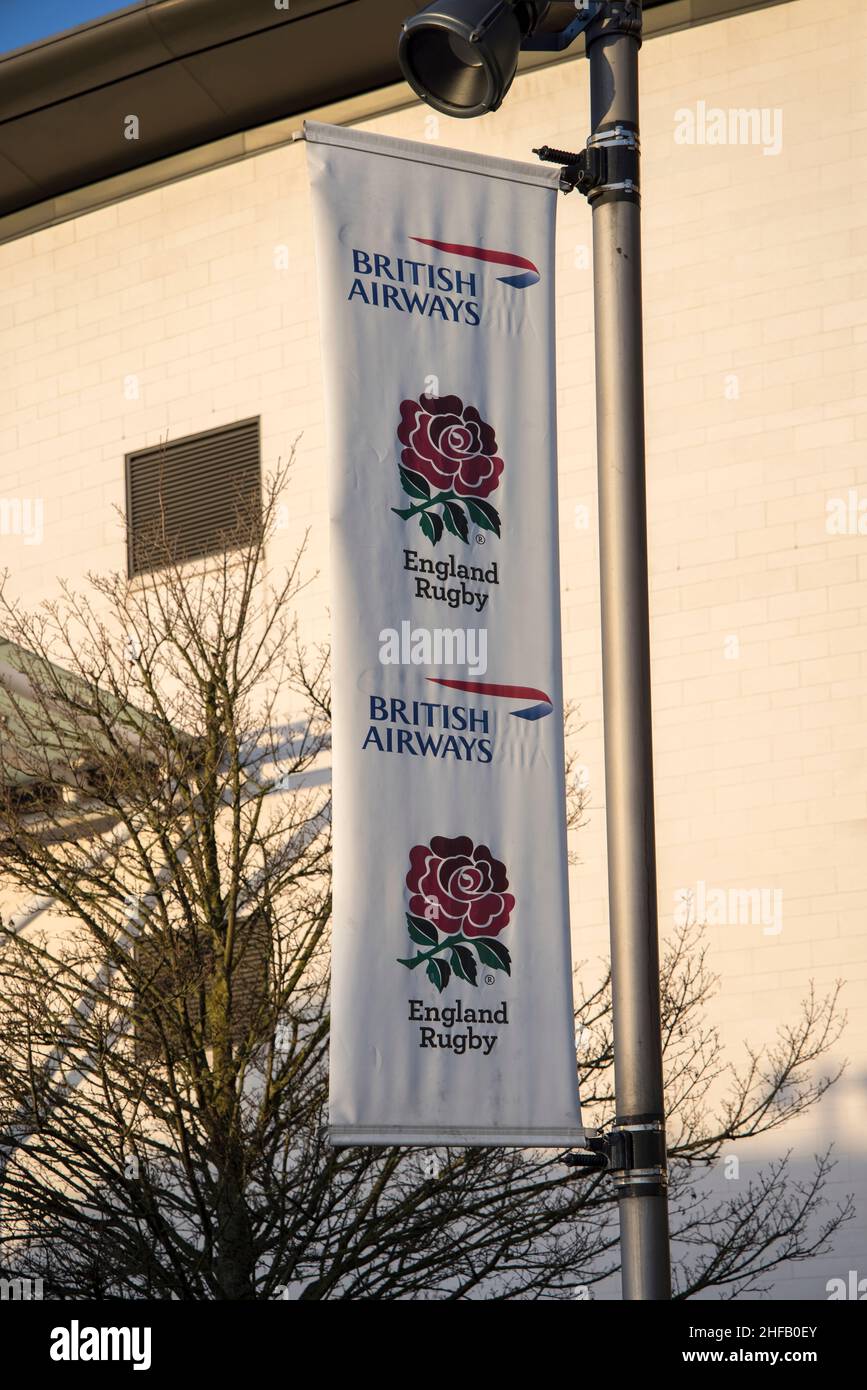 England Rugby-Beschilderung im twickenham Rugby-Stadion Stockfoto