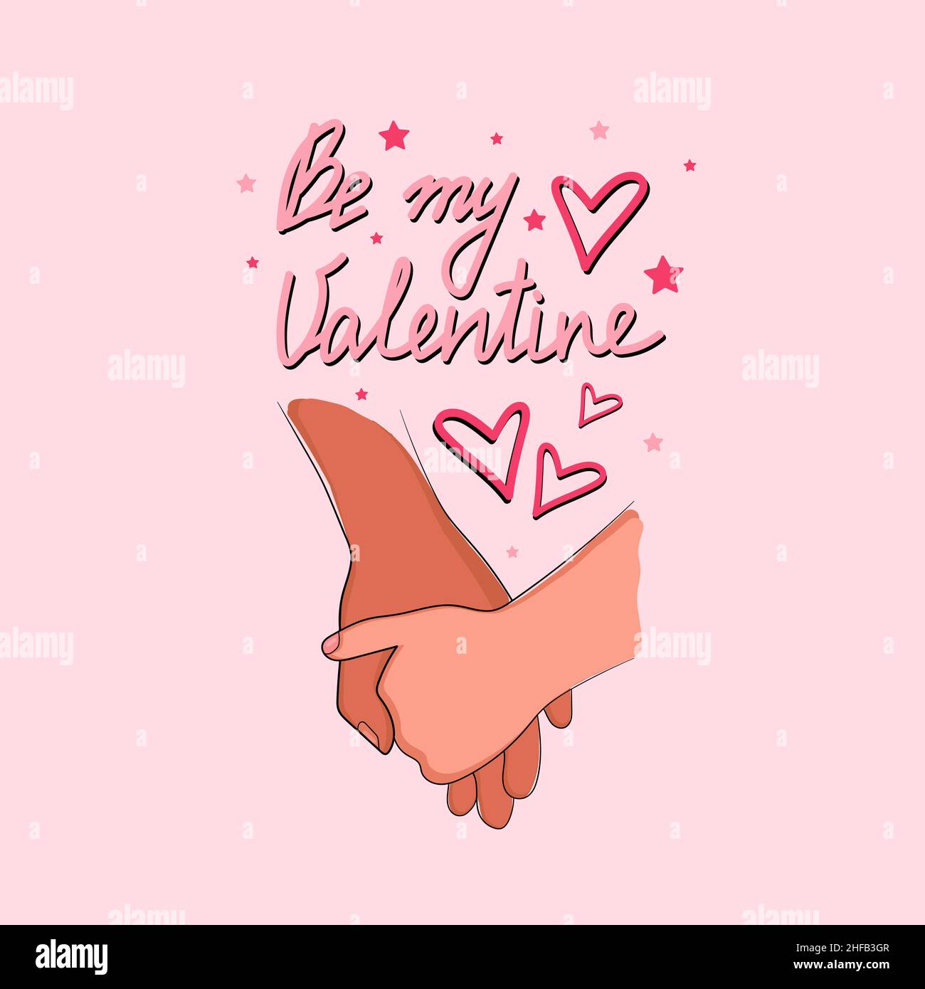 Zwei Hände romantische Symbole für Valentinstag gesetzt, werden meine Valentinstag Text. Vektorgrafik Stock Vektor