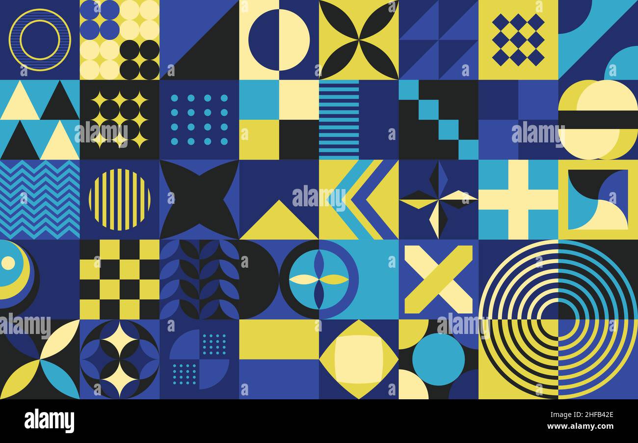 Neo Geometric Flat Nahtloses Hintergrundmuster abstrakter Vektor für Poster Flyer Stock Vektor