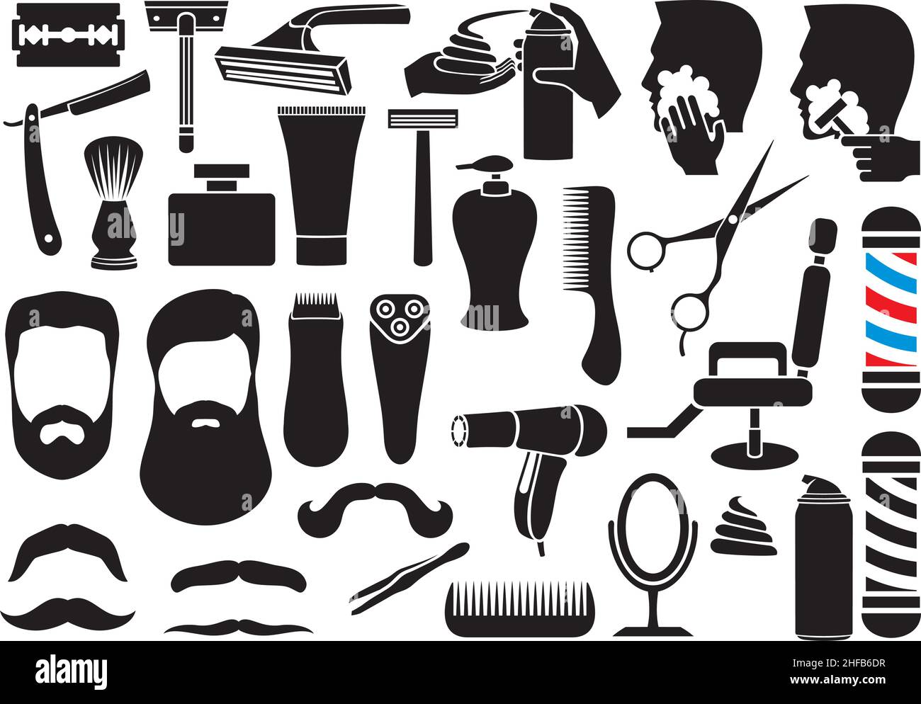 Vektorsymbole für Friseursalon oder Geschäft Stock Vektor