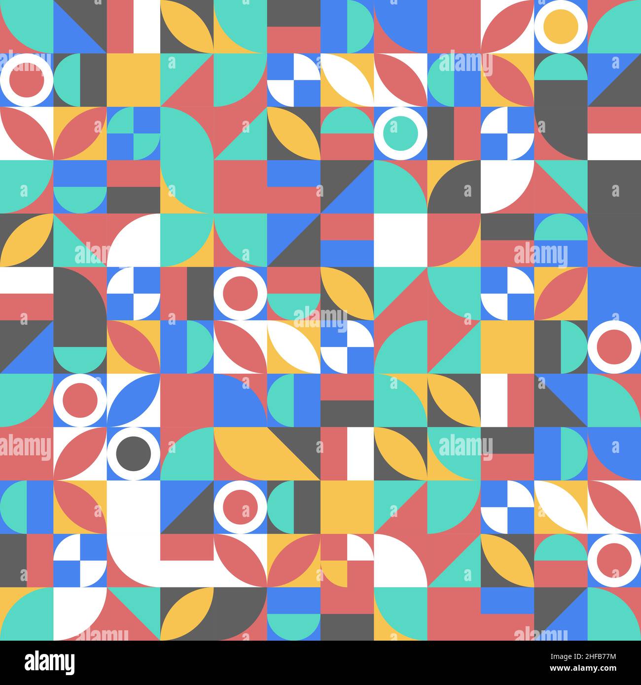 Bauhaus Nahtloses Retro-Muster. Vintage Fliesen abstrakten Hintergrund. Komplexe geometrische Tapete. Komposition mit geometrischen abstrakten Formen. Vektordarstellung Stock Vektor