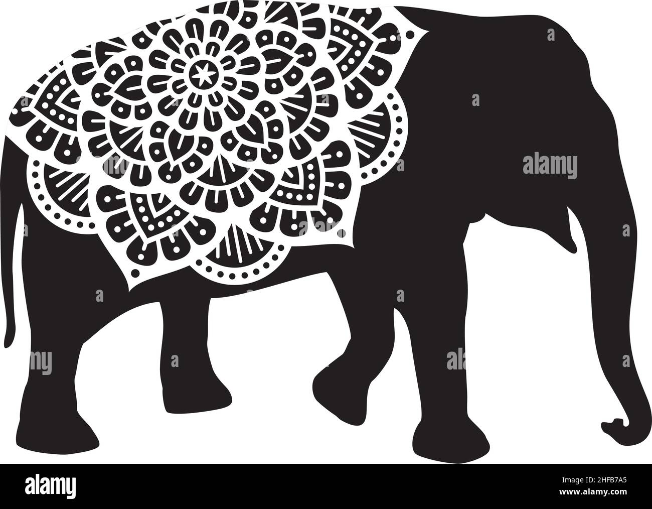 Elefant-Mandala-Design (Vektor-Symbol) Stock Vektor
