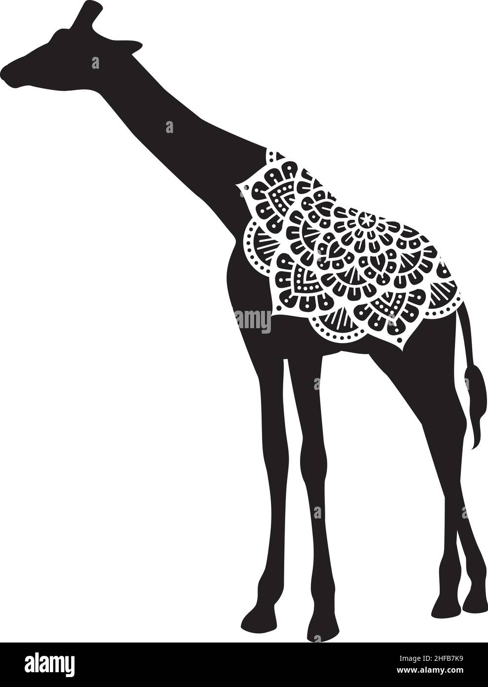 Giraffe-Mandala im Lagenlook (Boho-Design). Vektorgrafik. Stock Vektor