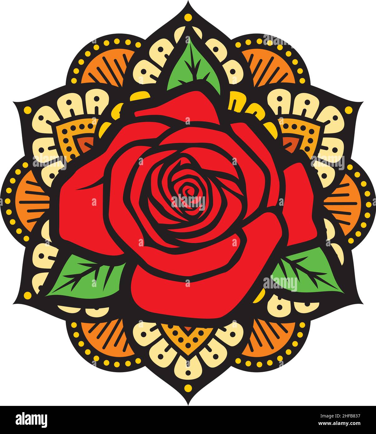 Mandala Rose Farbe Vektor Illustration Stock-Vektorgrafik - Alamy