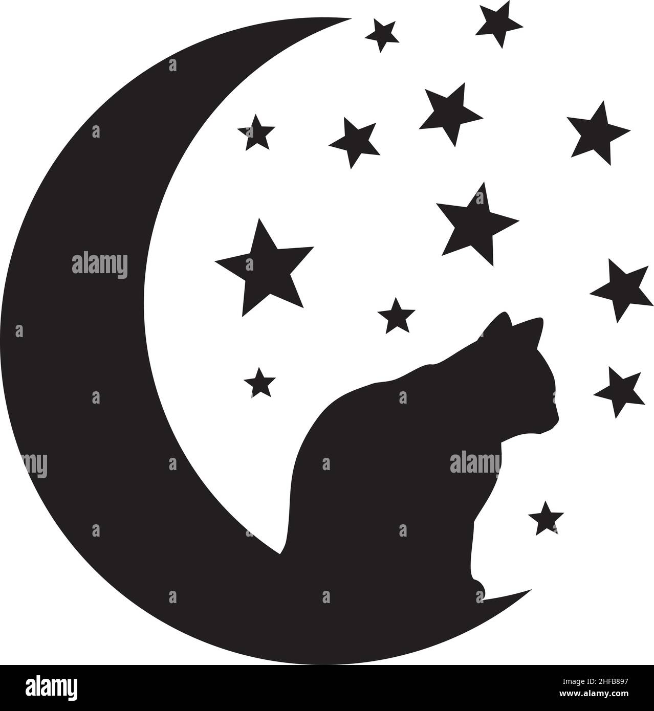 Vektorgrafik Katze auf dem Mond Stock Vektor