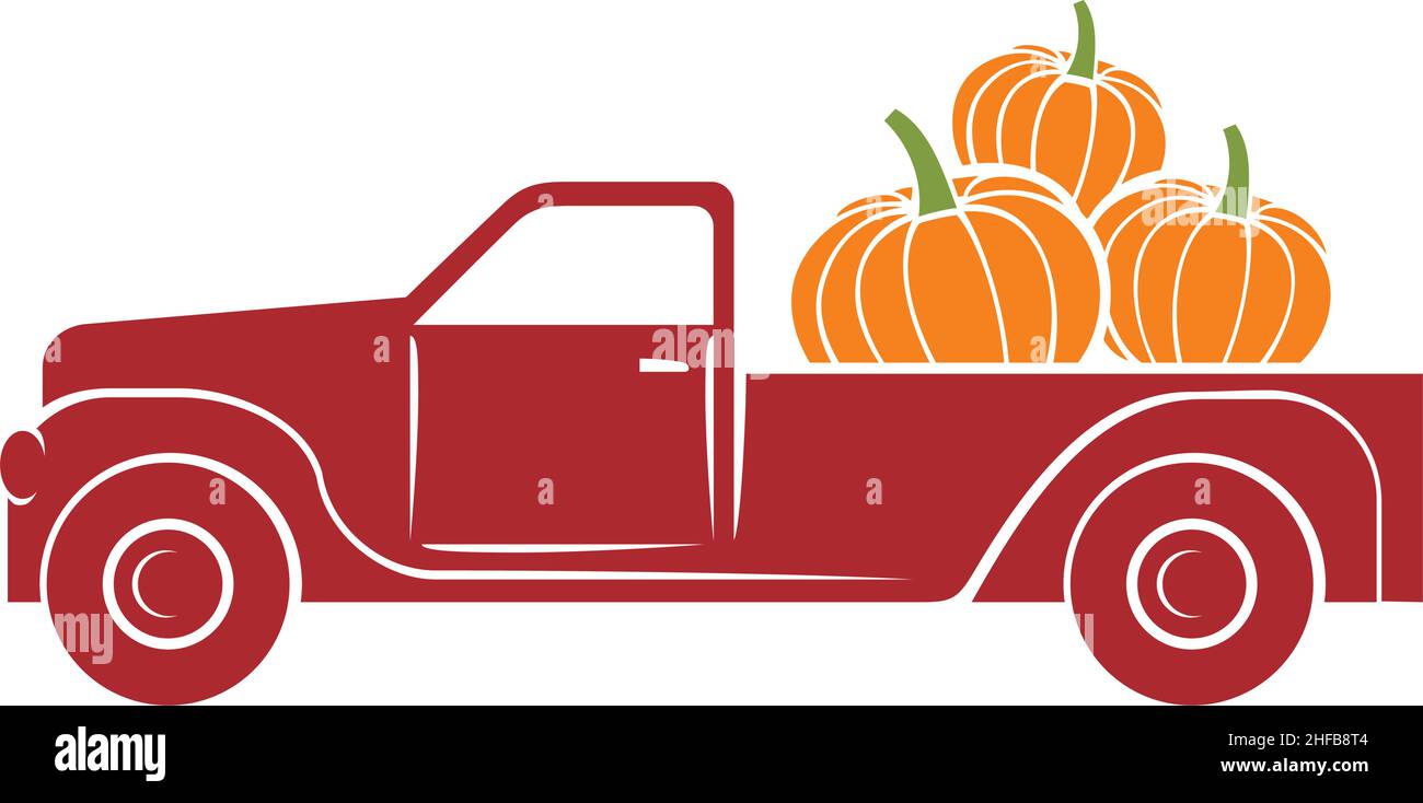 Vektor-Illustration für Kürbis-Lastwagen (Herbstdesign) Stock Vektor