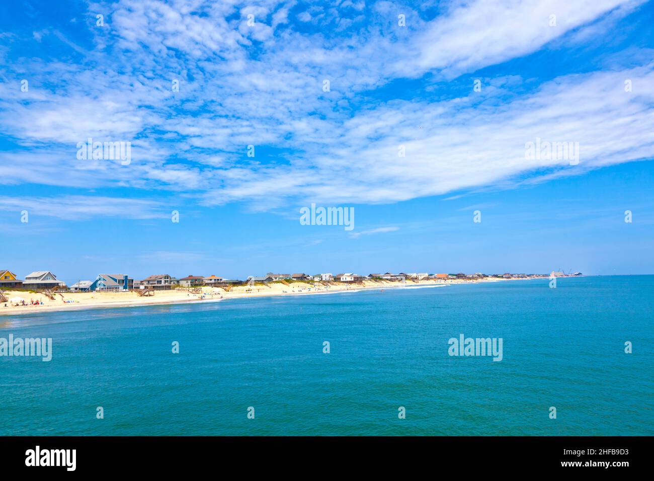 Strand mit Hütten in Nags Head am äußeren Ufer Stockfoto