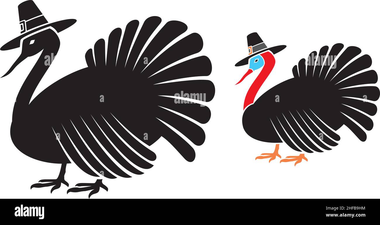 Thanksgiving türkei mit Pilgerhut Vektor-Illustration Stock Vektor