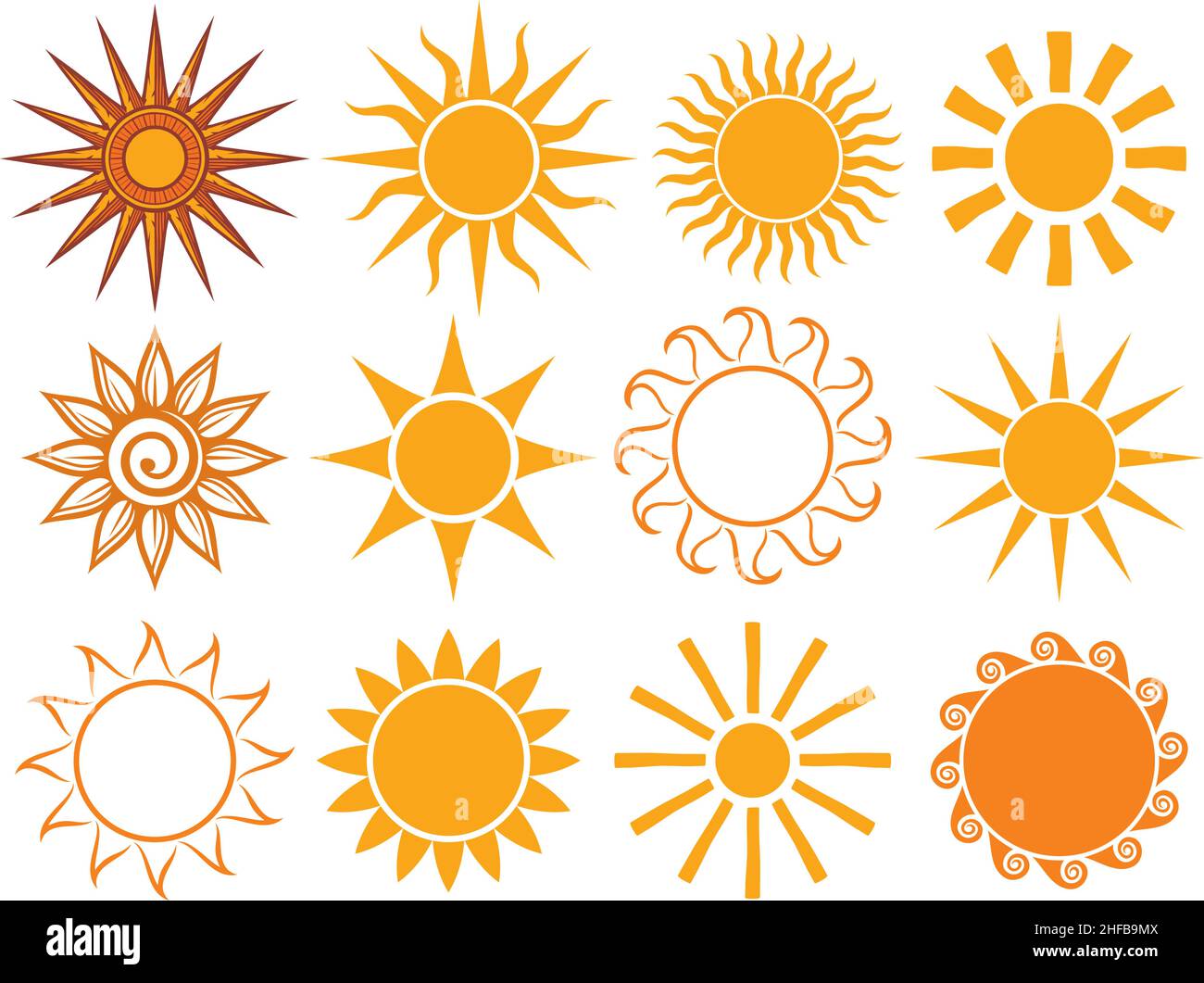 Sonnen. Elemente für die Vektordarstellung Stock Vektor