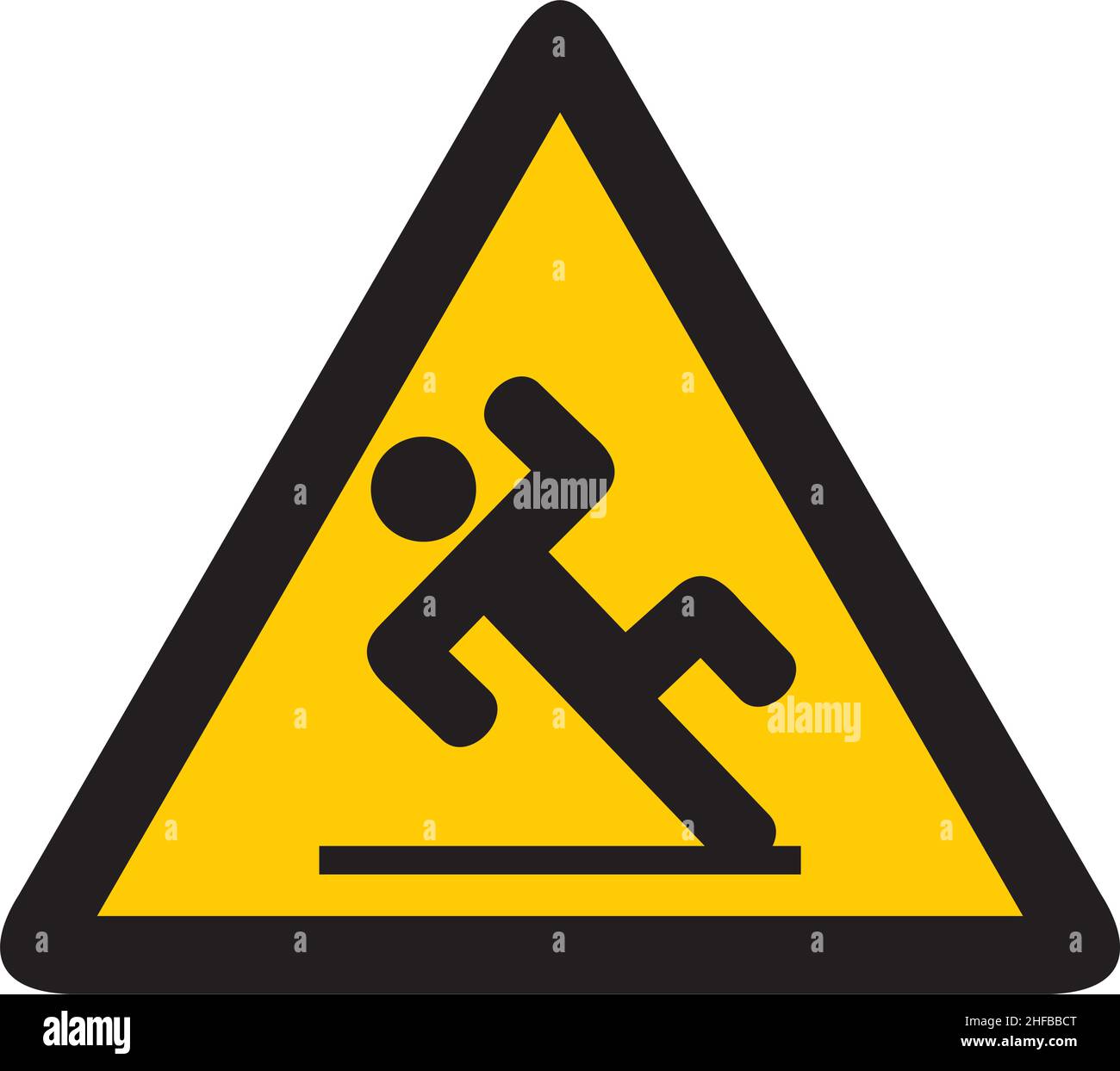 Schild für nassen Boden (rutschiges Warnsymbol). Vektorgrafik. Stock Vektor