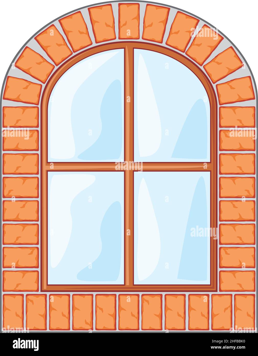 Hölzerne Fenster auf Ziegelwand Vektor-Illustration Stock Vektor