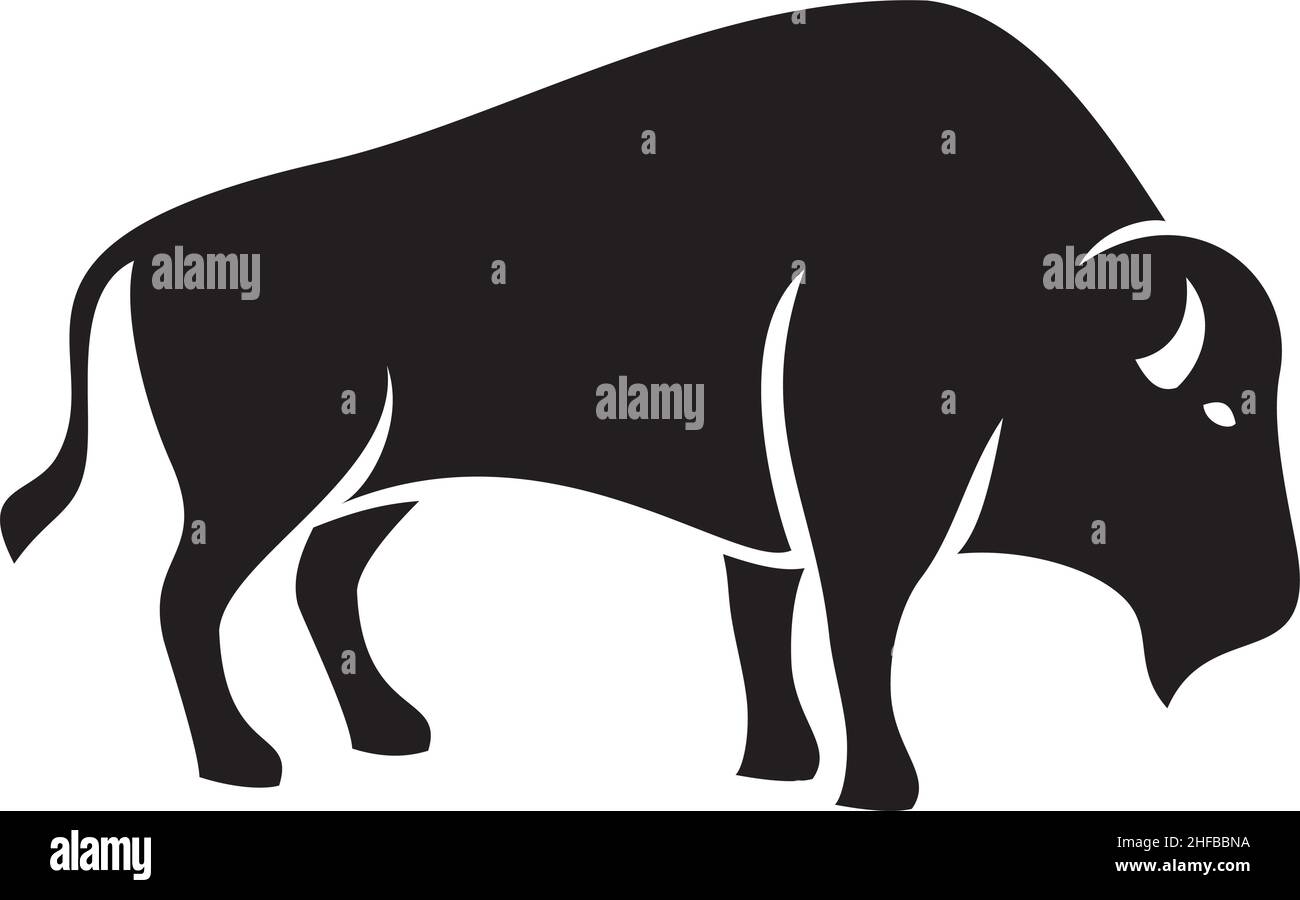American Bison Silhouette Vektor Illustration Stock Vektor