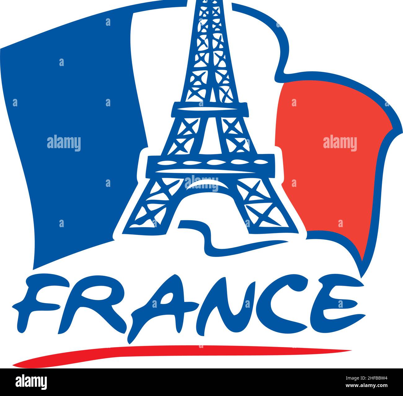 Paris Eiffelturm Design und Frankreich Flagge Vektor Illustration Stock Vektor