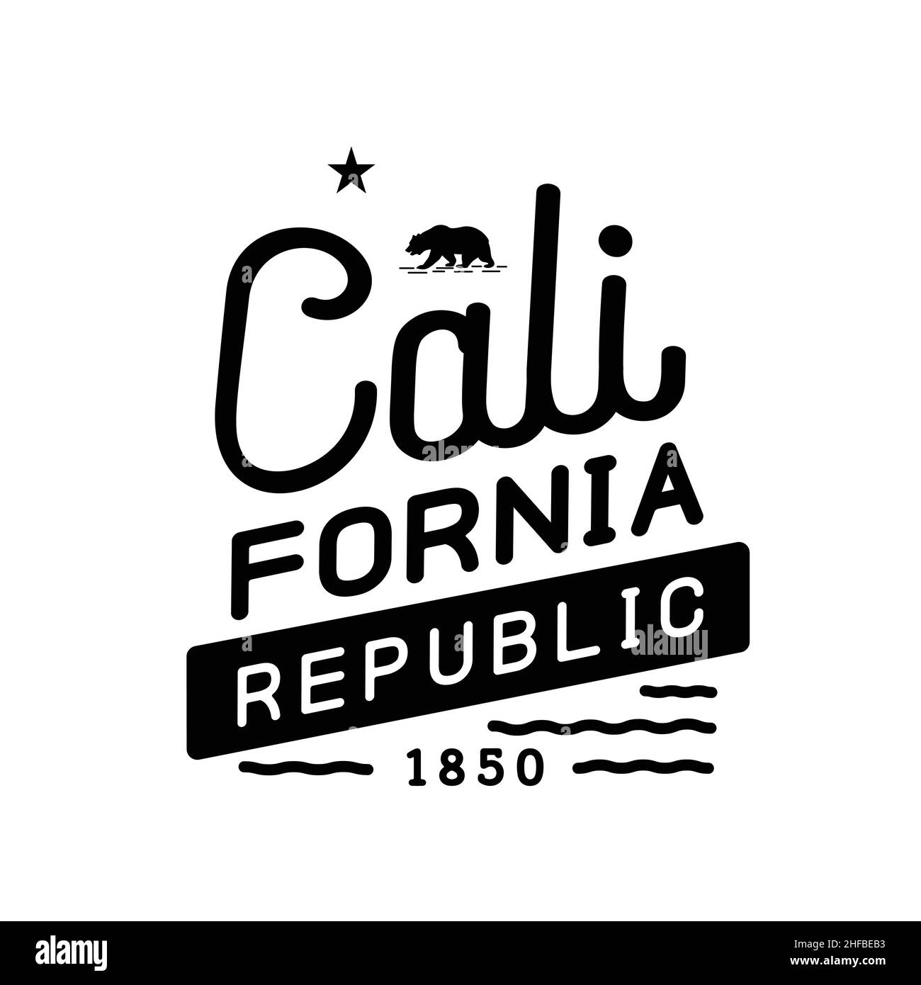 Republik Kalifornien. California Typography Design Template. Vektor und Illustration. Stock Vektor