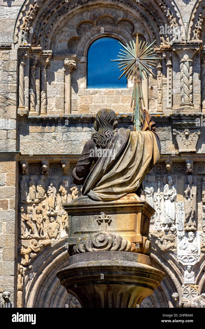 Fuente de los caballos en la plaza de Platerias, Santiago de compostela Stockfoto