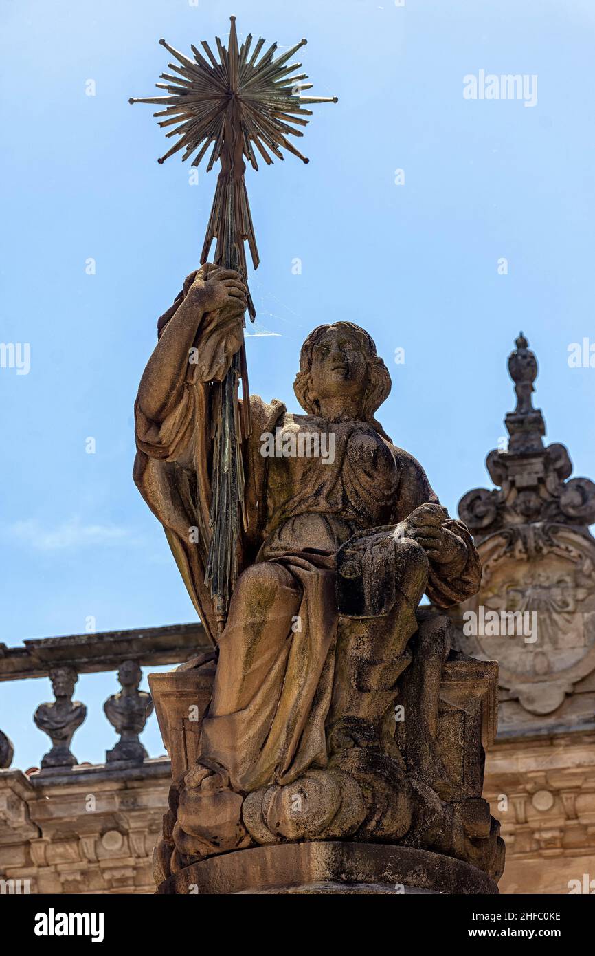 Fuente de los caballos en la plaza de Platerias, Santiago de compostela Stockfoto