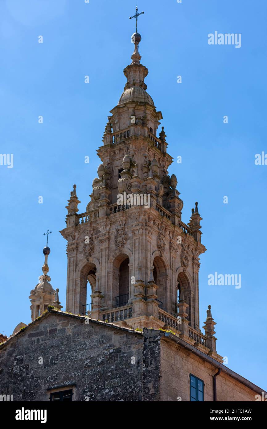 Catedral de Santiago de Compostela en la plaza del Obradoiro / Kathedrale von Santiago de Compostela auf der Plaza del Obradoiro Stockfoto