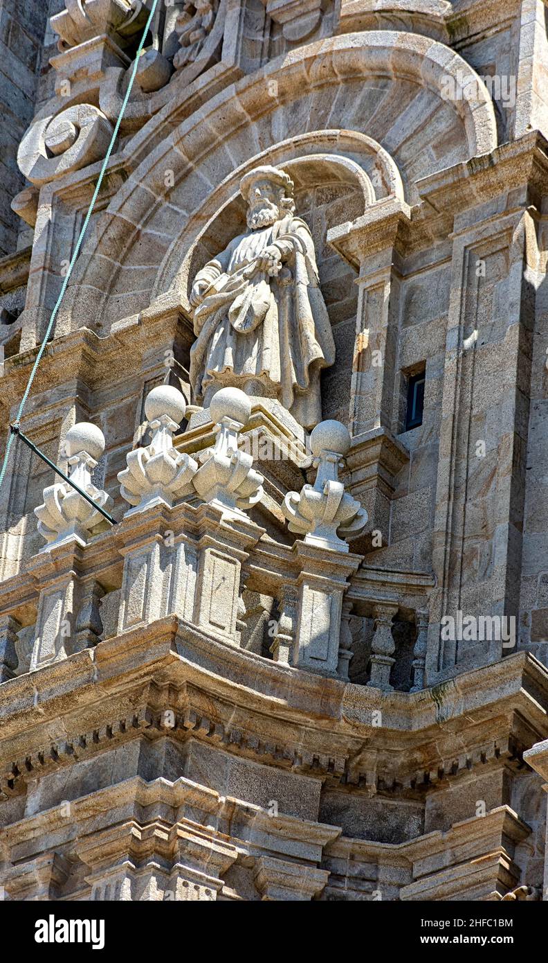 Catedral de Santiago de Compostela en la plaza del Obradoiro / Kathedrale von Santiago de Compostela auf der Plaza del Obradoiro Stockfoto