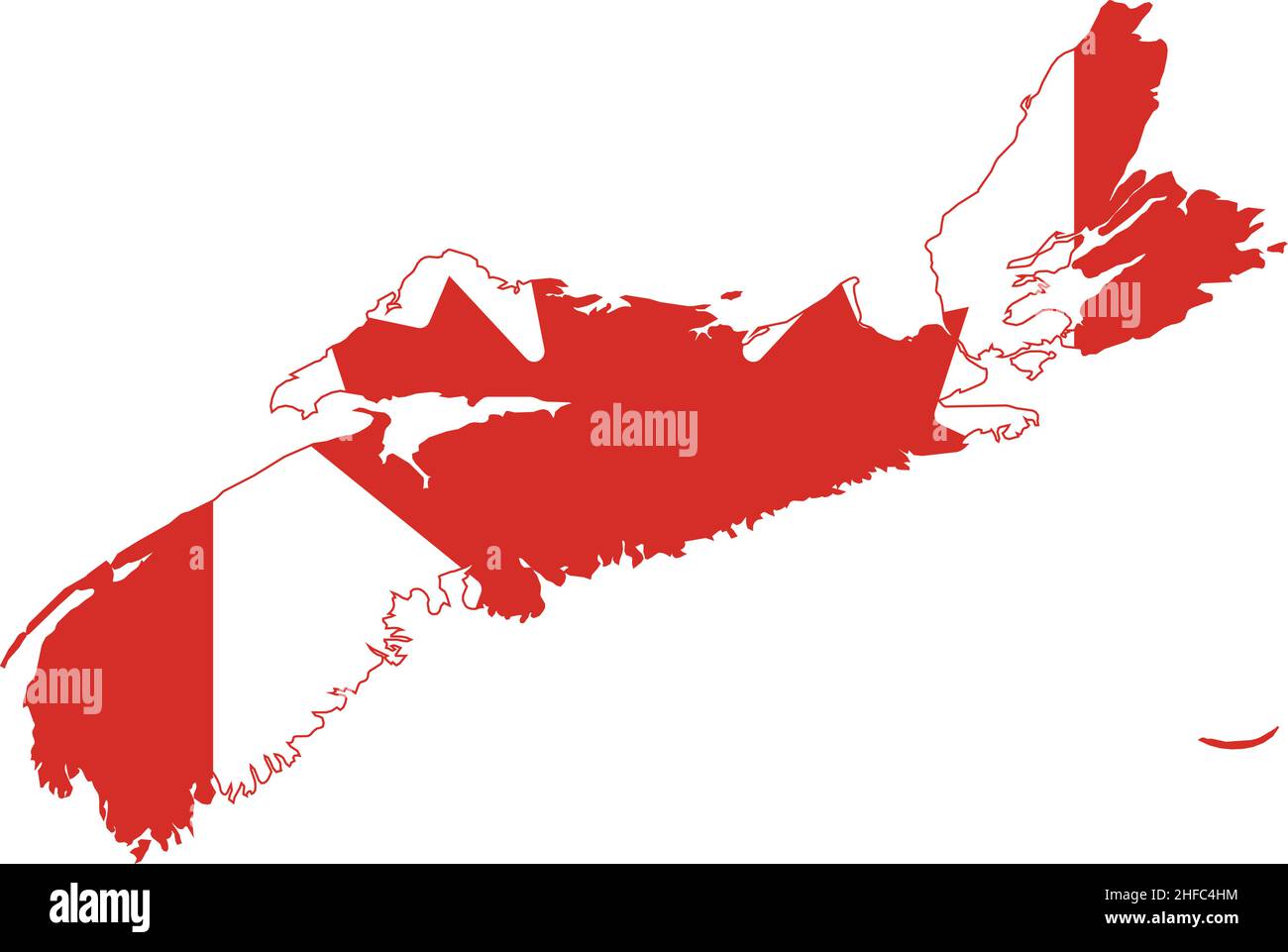 Flache Vektor-Verwaltungsflaggenkarte der kanadischen Provinz NOVA SCOTIA kombiniert mit der offiziellen Flagge KANADAS Stock Vektor